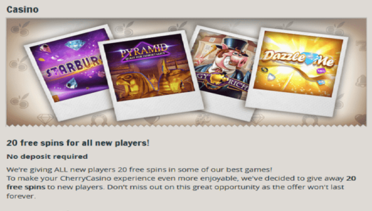 cherry casino 20 free spins
