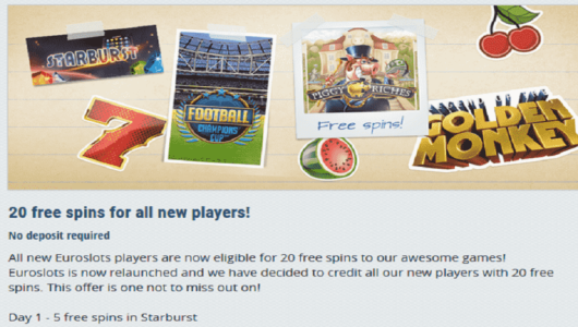 EuroSlots Casino 20 Free Spins
