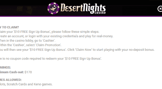 Desert Nights 10 No Deposit